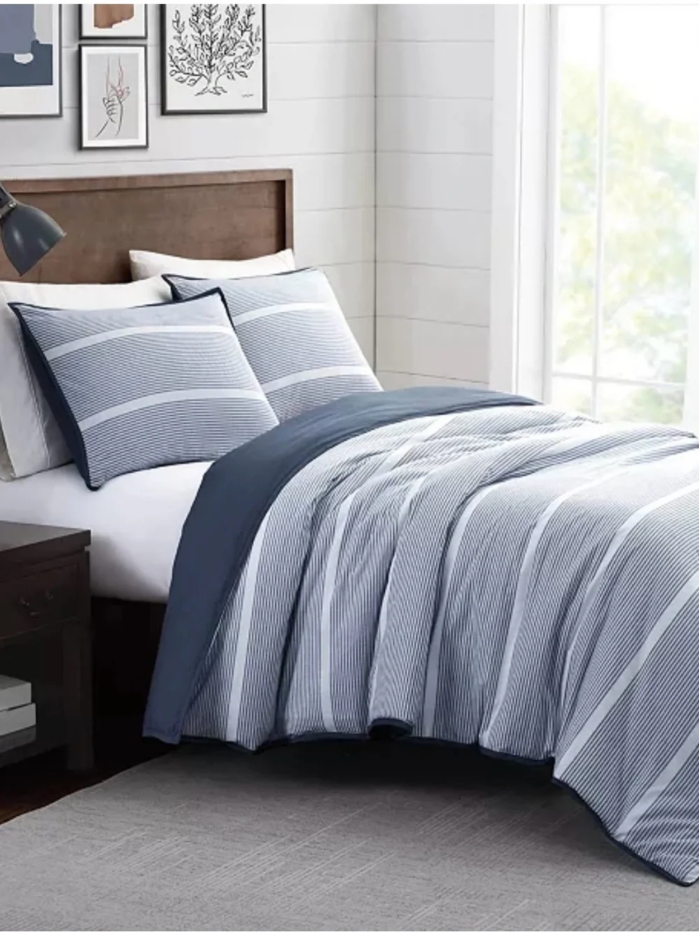 Brooklyn Loom Full/Queen 3 Piece Niari Yarn Die Stripe Duvet Set Cotton NWT